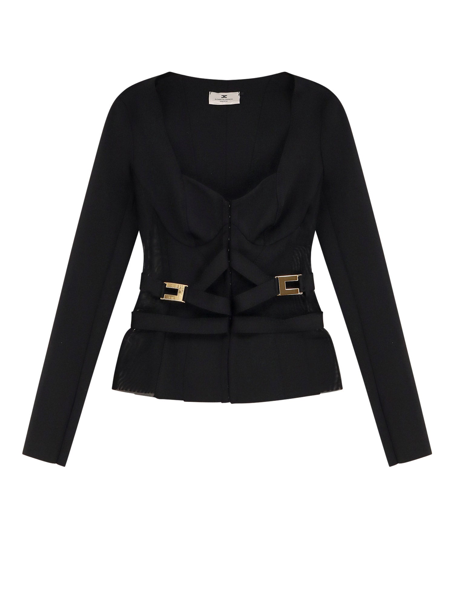 Elisabetta Franchi T-shirts and Polos Nera Poliammide Elastan