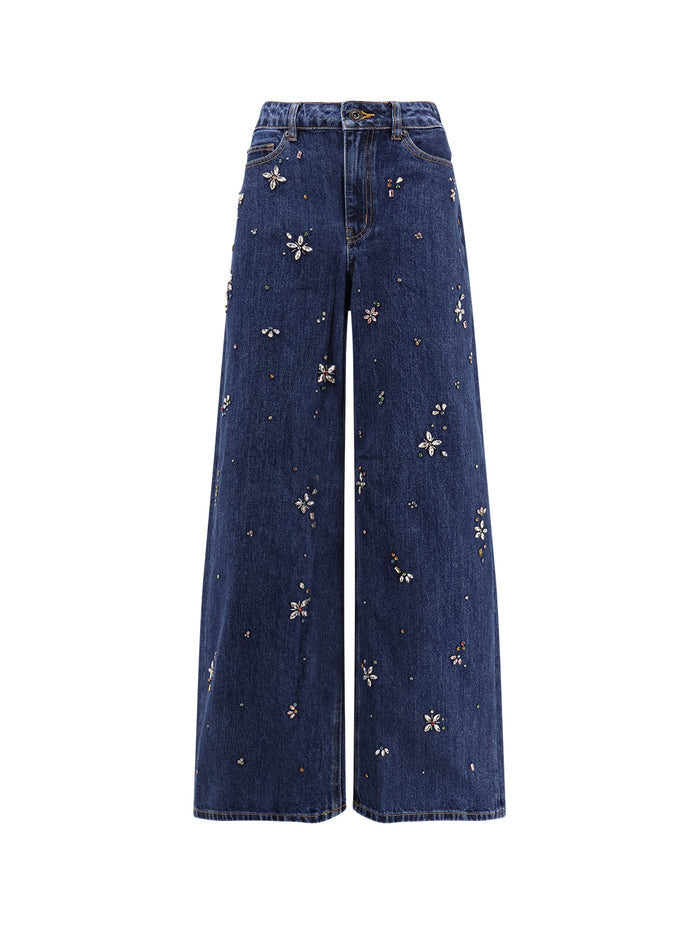 Self Portrait Jeans Blue Cotone