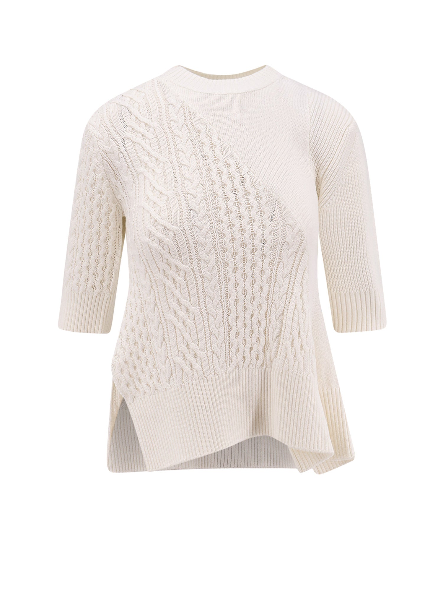 Sacai Sweaters Beige Cotton