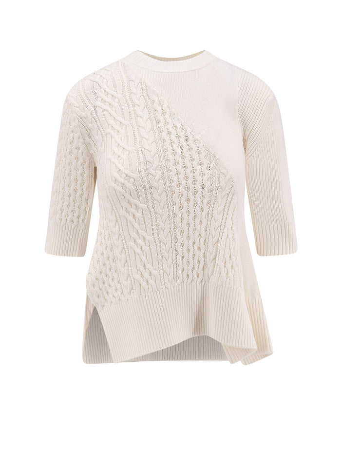 Sacai Sweaters Beige Cotton