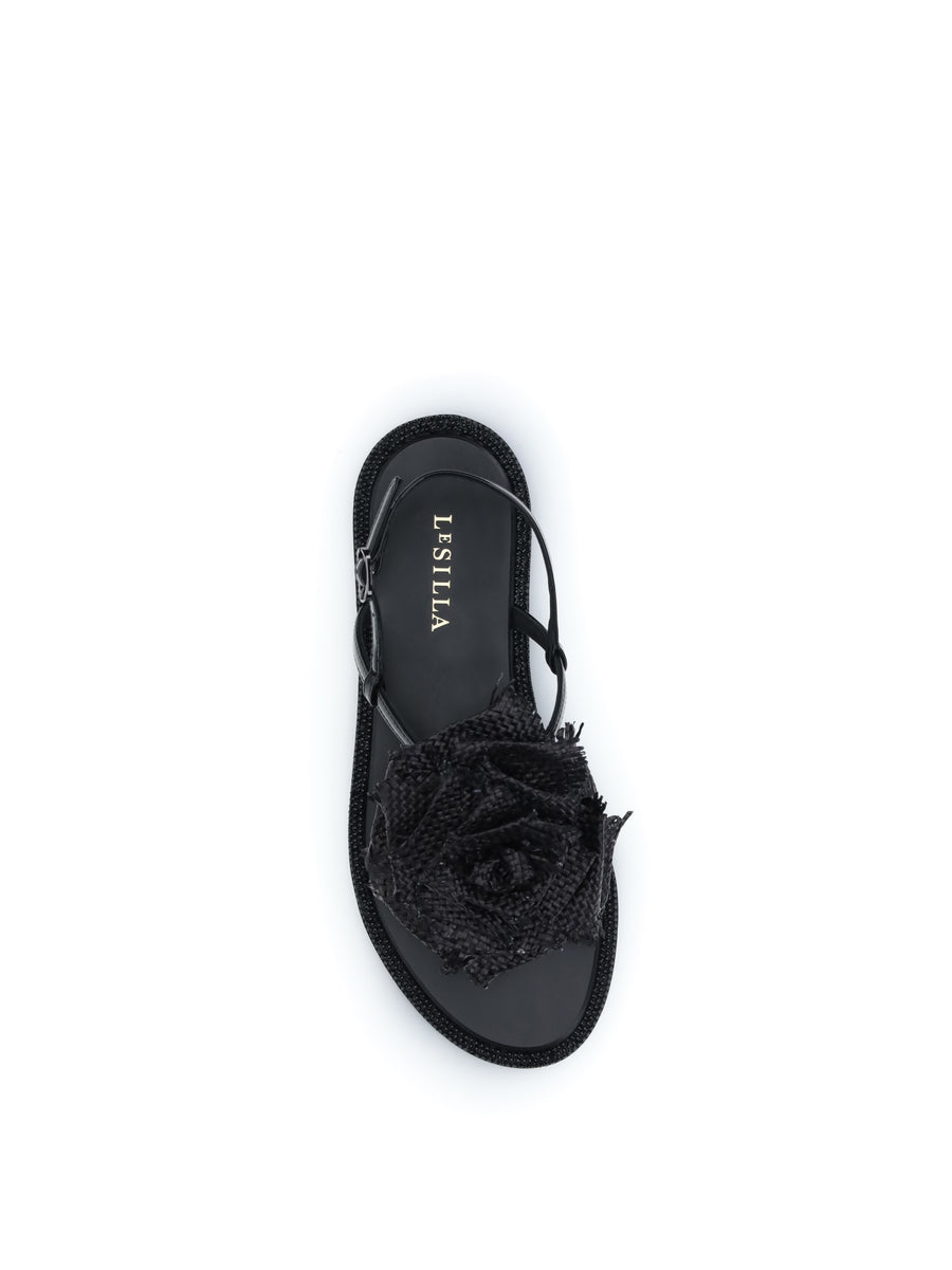 Sandals Rose Black Calf Leather