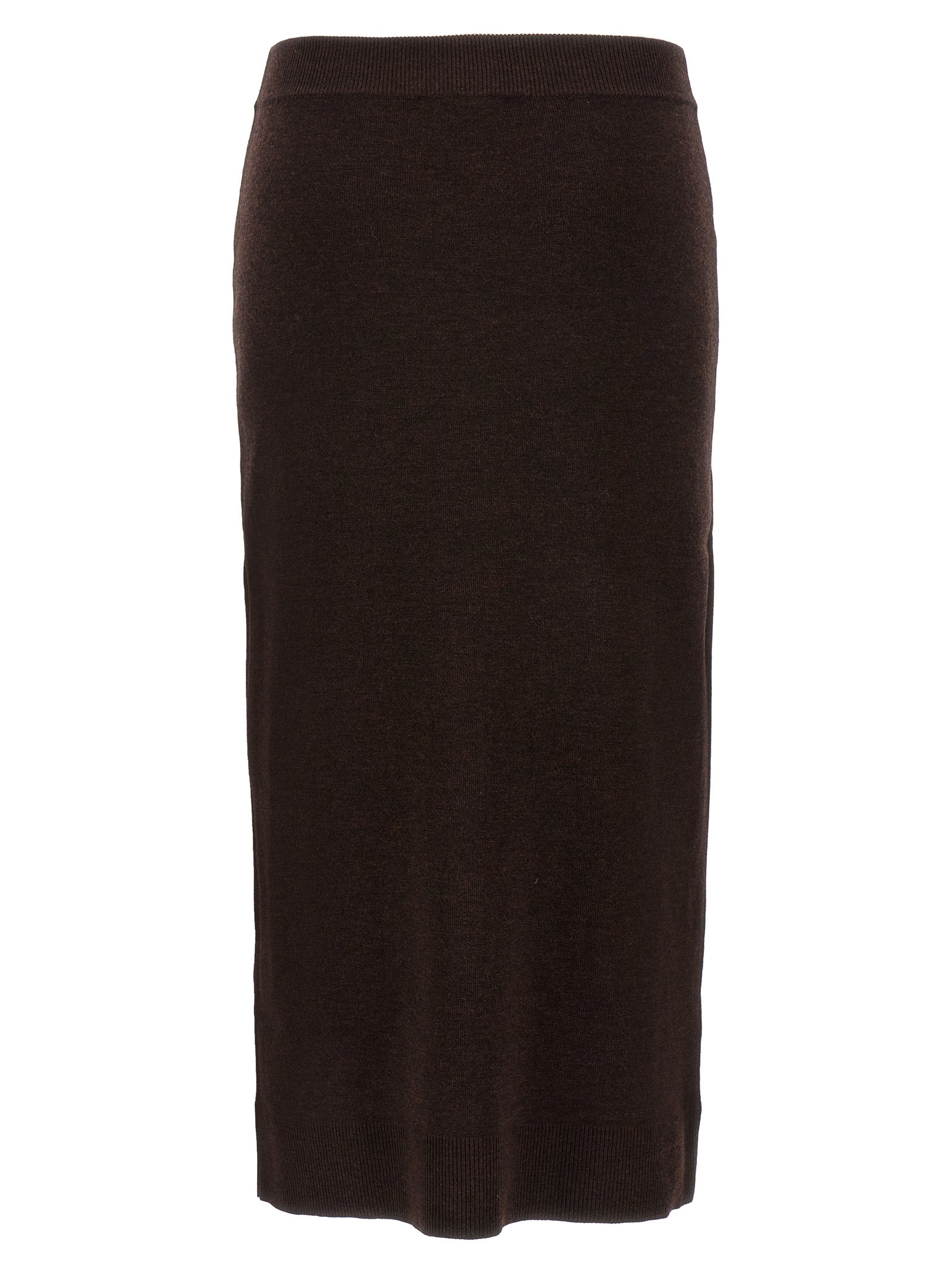bottoni midi skirt Brown Wool Nylon Elastane