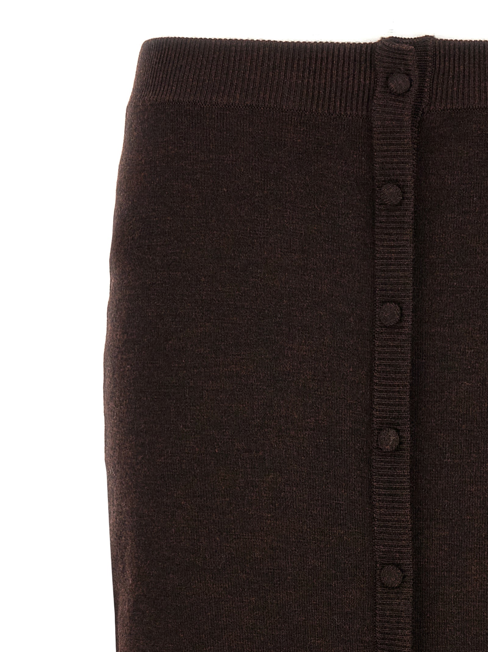 bottoni midi skirt Brown Wool Nylon Elastane