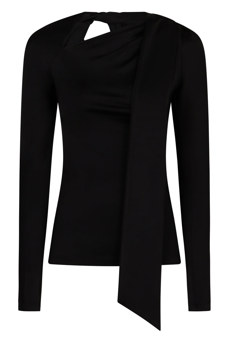 Long Sleeve Top Black Polyester Tops