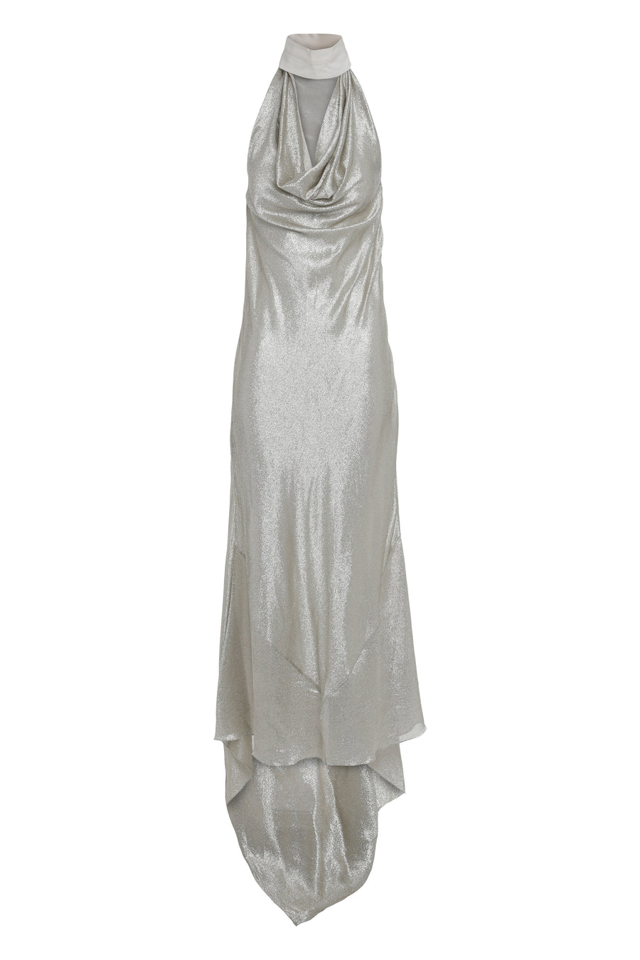 Long Silk Dress Silver