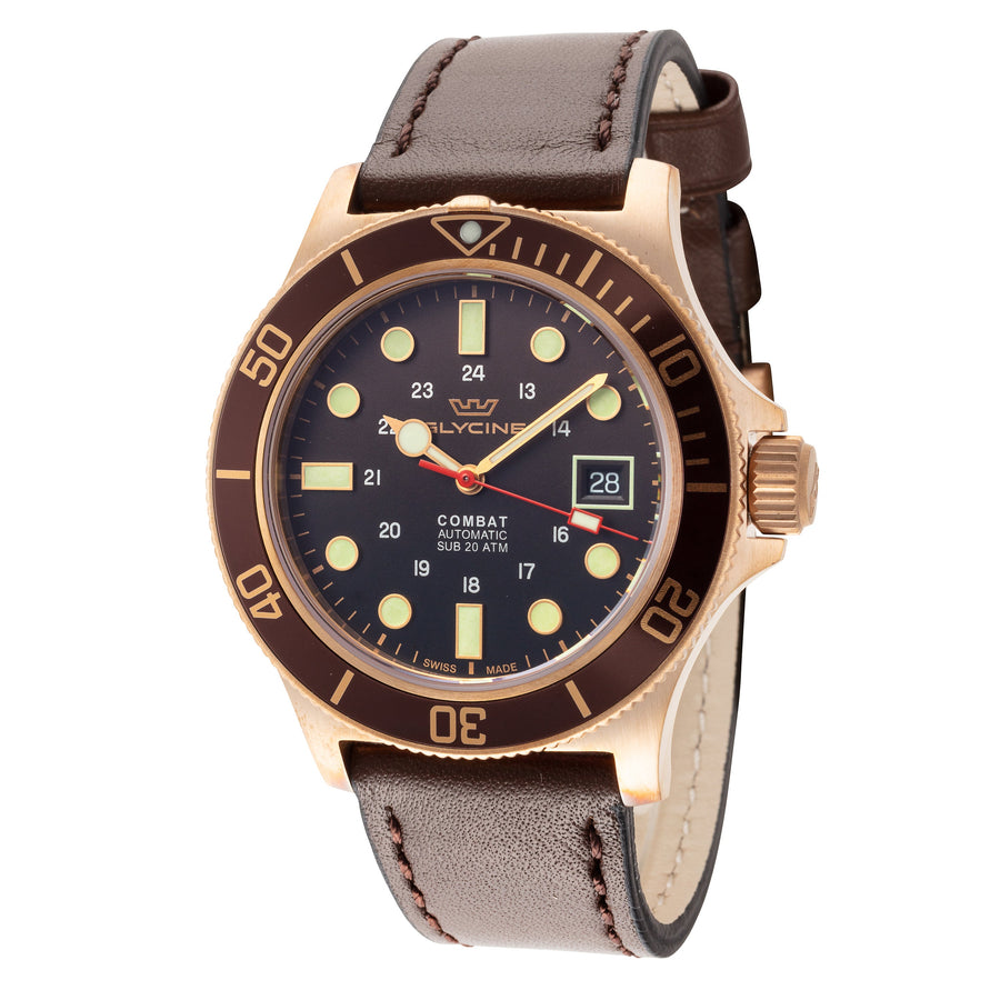 Preloved - Glycine Mens Combat Sub Bronze 42mm Automatic Watch Gl0375 One Color Watches