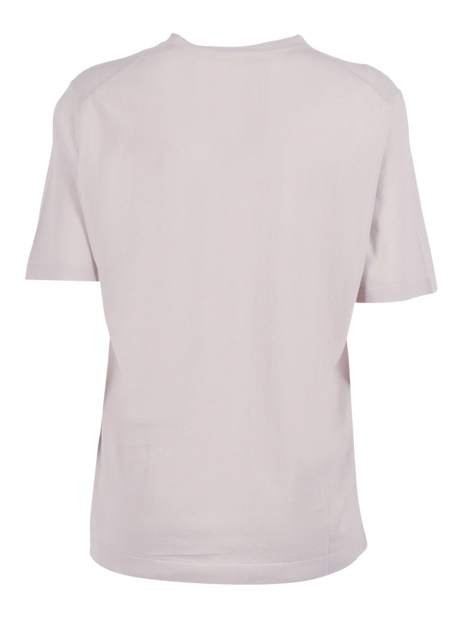 Short-Sleeved Fully-Fashioned Crew Neck Sweater Beige Cotton Crewneck