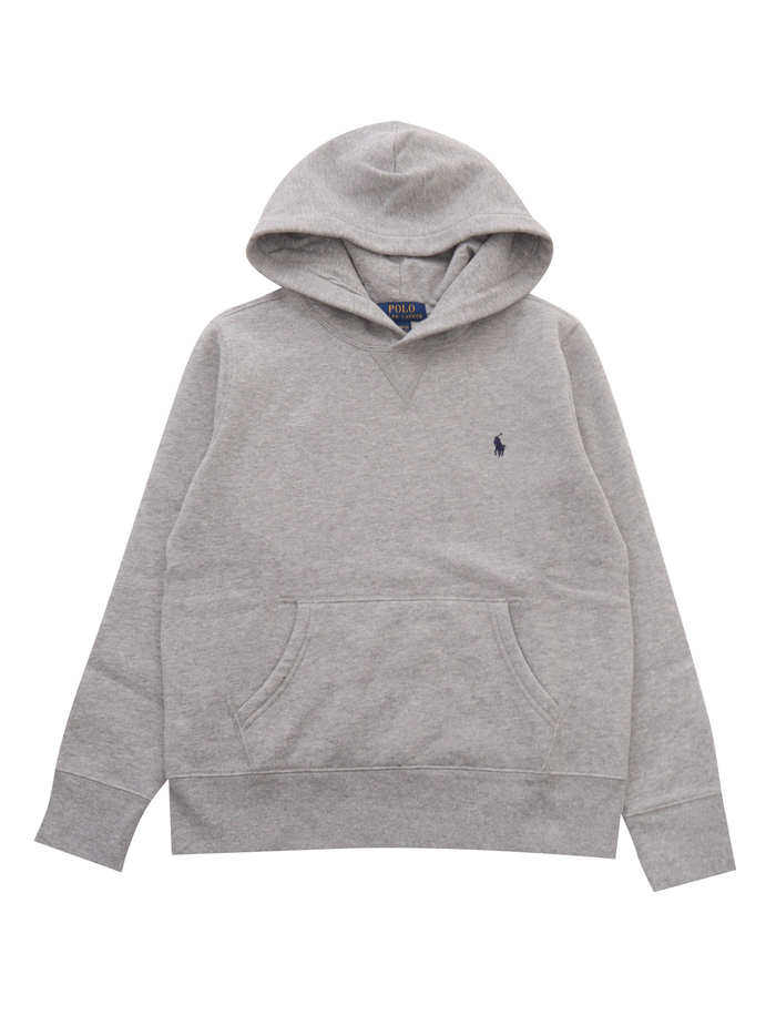 LS PO HOOD-TOPS-KNIT Grey Cotton Polyester Sweatshirt