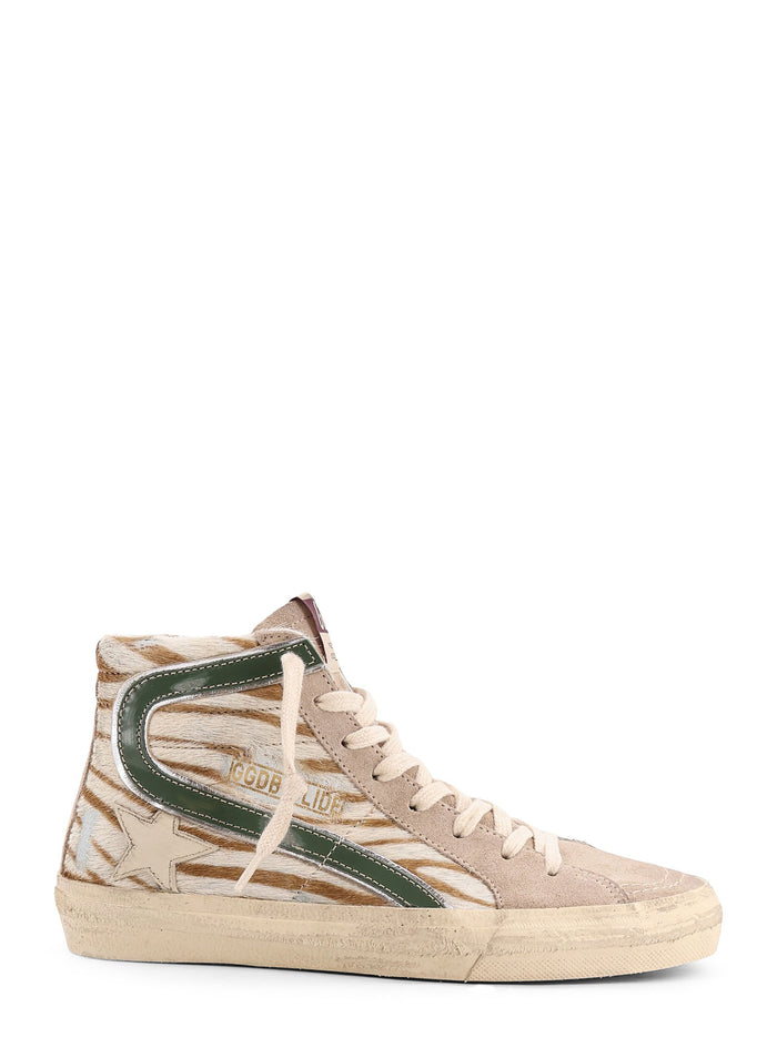 Golden Goose Sneakers White Brown Green Suede/cavallino