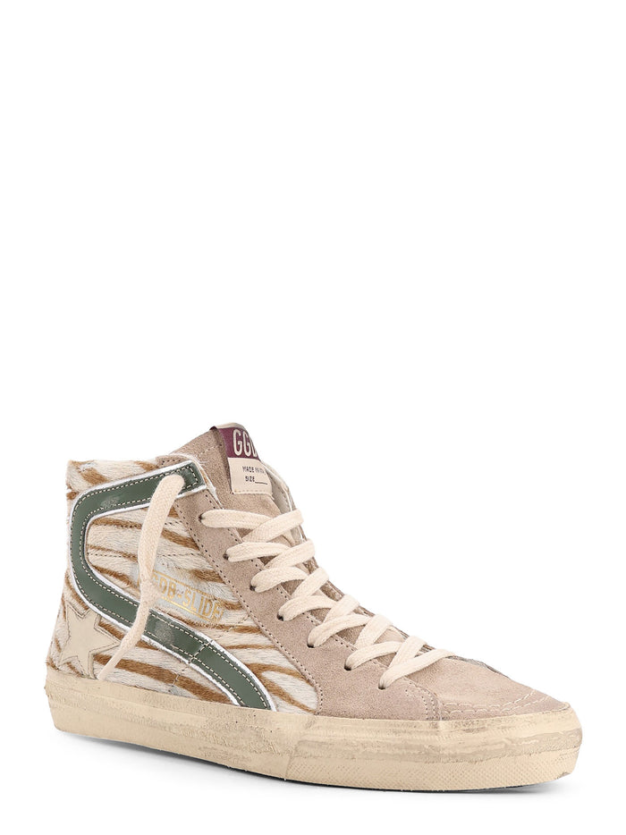 Golden Goose Sneakers White Brown Green Suede/cavallino