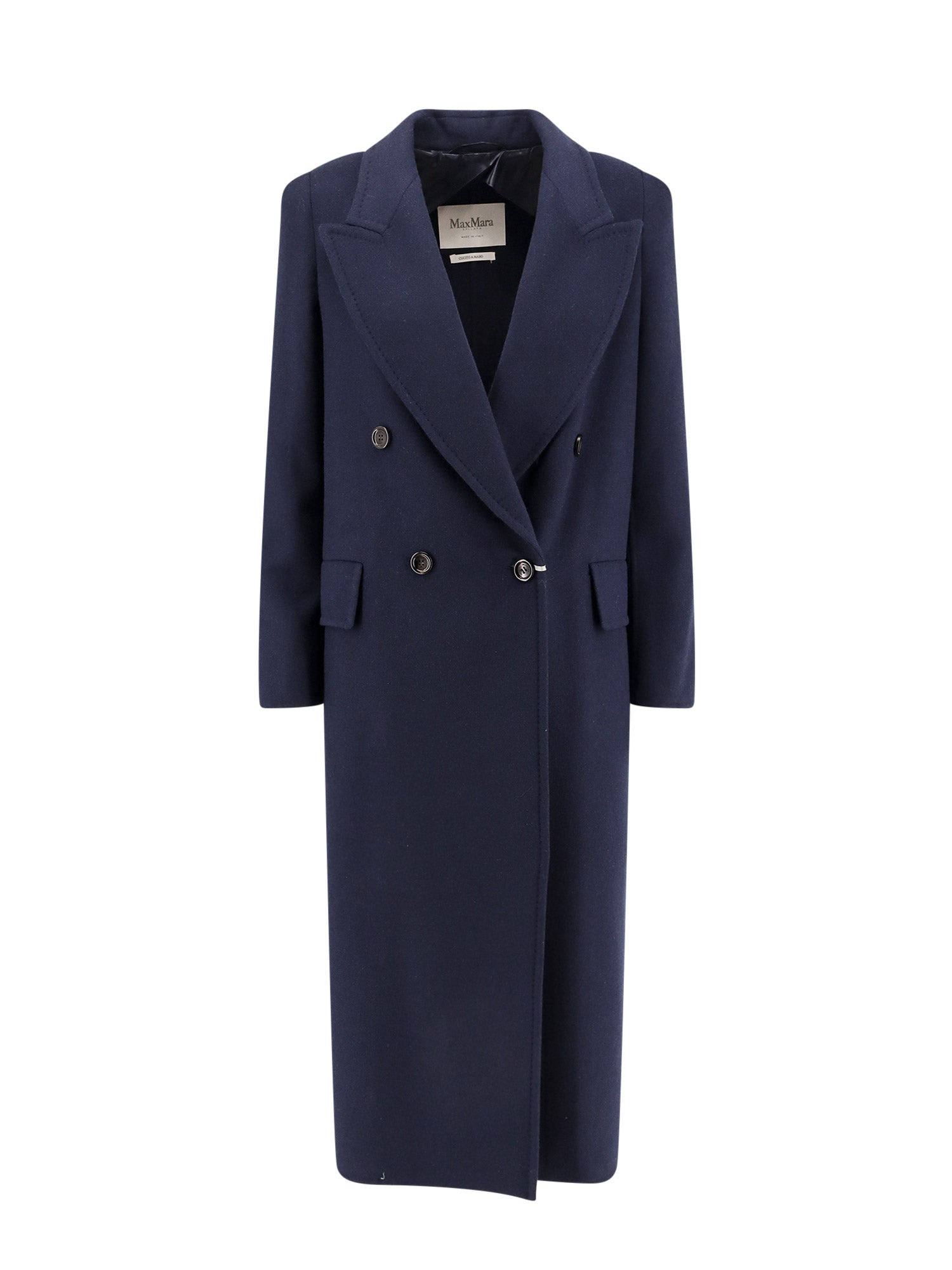 Max Mara Coats Blue Lana Vergine Cashmere