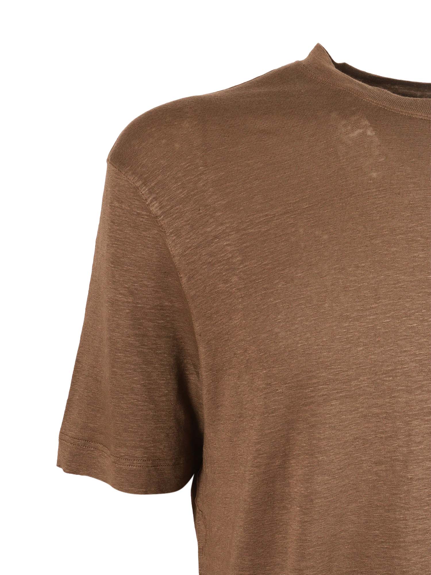 Short Sleeve T-Shirt Tortora Linen Elastane Sleeves