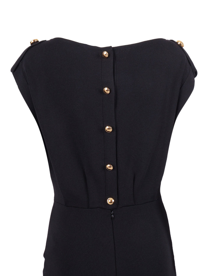 Womans Knitted Dress Black Viscose Polyamide Midi