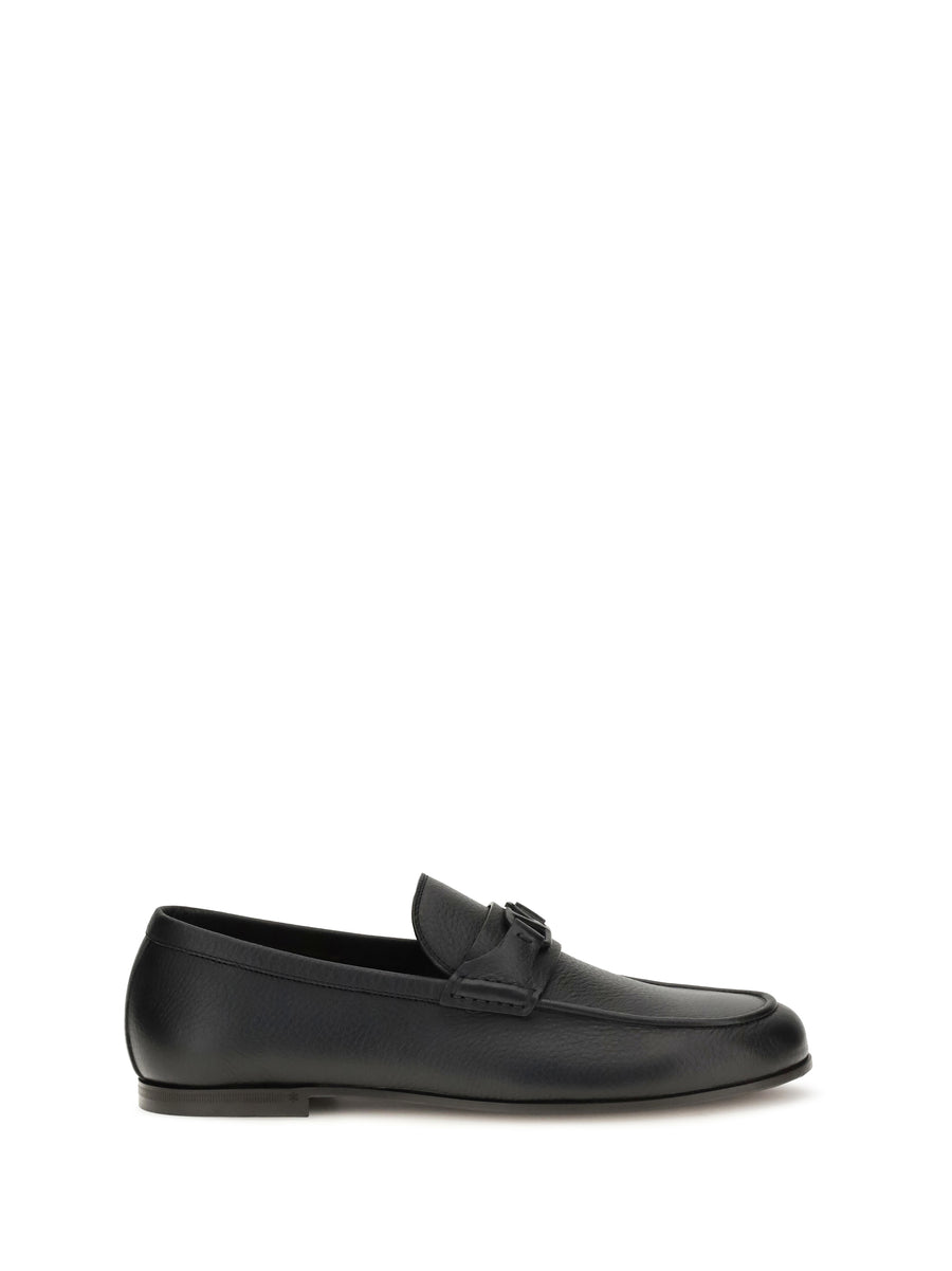 Loafers Vlogo Signature Black Leather Deer