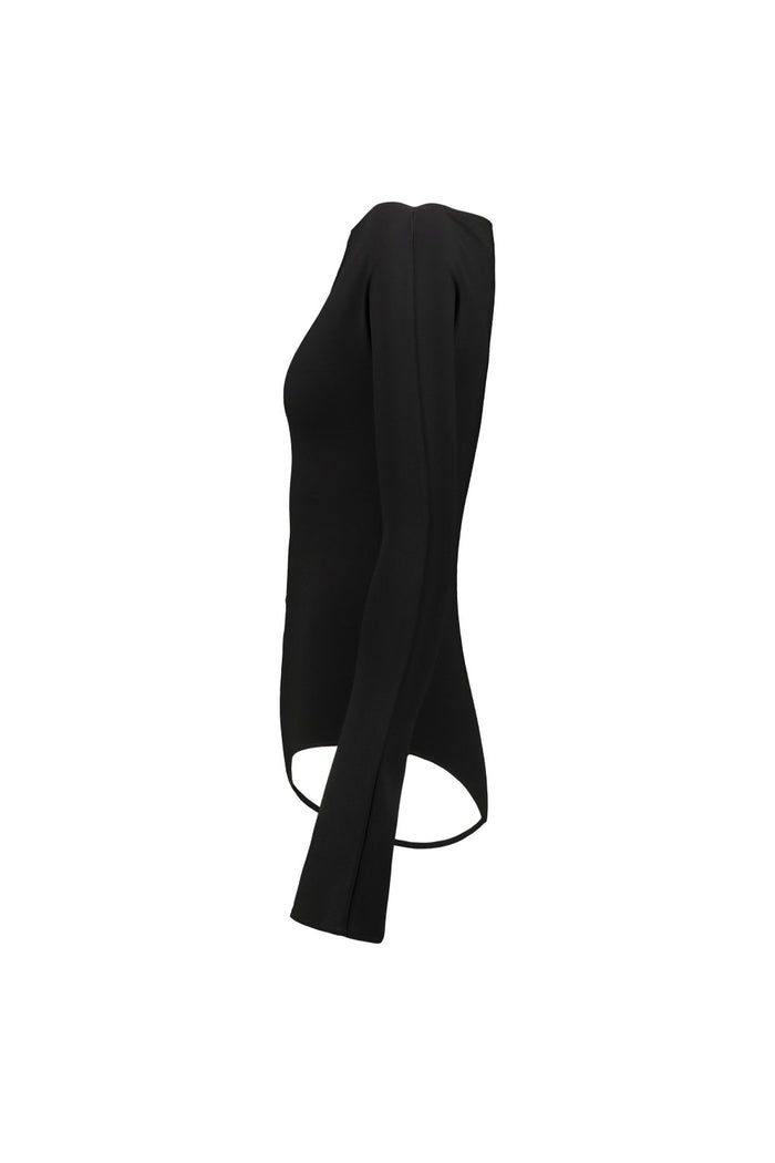 Bodysuit With Frontal Zip Black Viscose Body