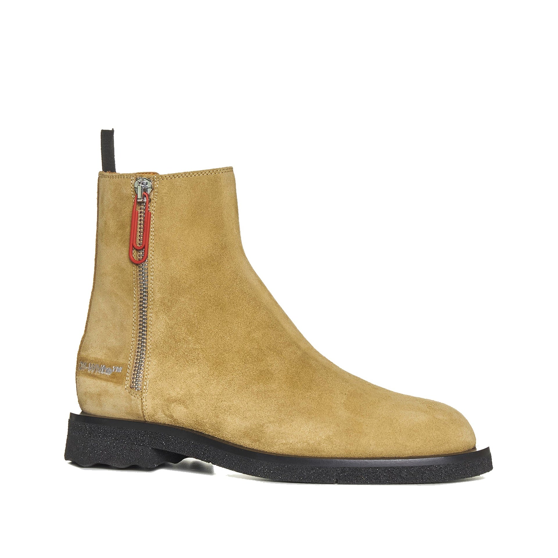 Off-White Suede Ankle Boots Beige Calf Leather