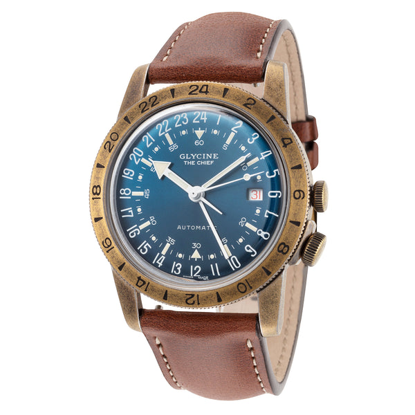 Preloved - Glycine Mens Airman The Chief Gmt 40mm Automatic Watch Gl0308 One Color Watches