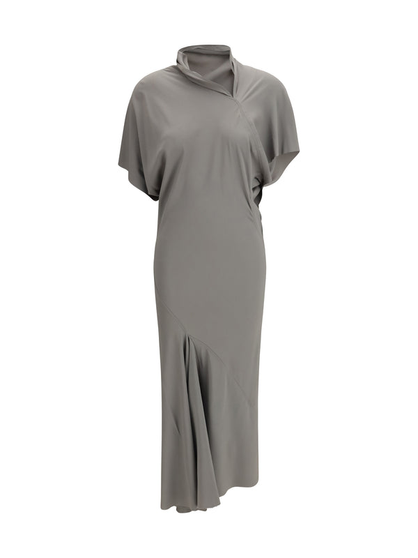 Dress Asymmetrical Midi Acetate-Silk Green