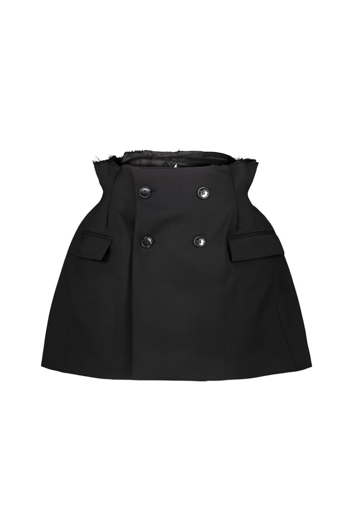Reconstructured Hourglass Skirt Black Wool Elasthane Gonna