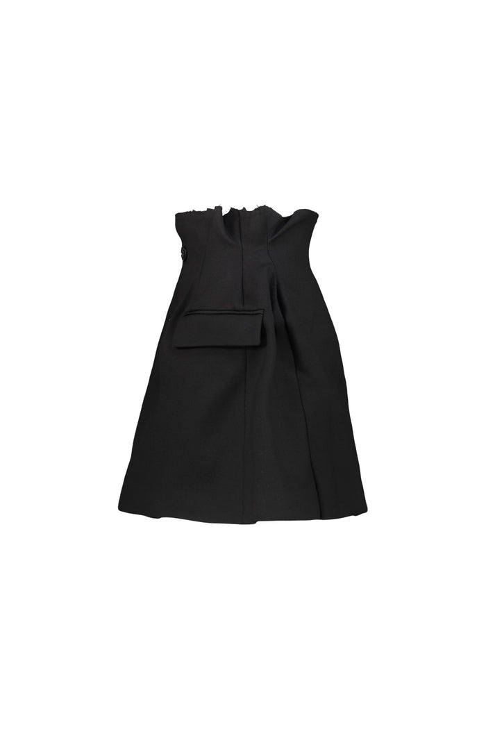 Reconstructured Hourglass Skirt Black Wool Elasthane Gonna