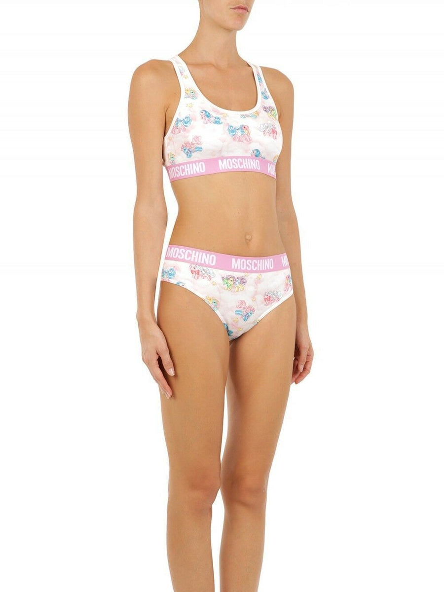 Moschino 95% Cotton bikini top in white