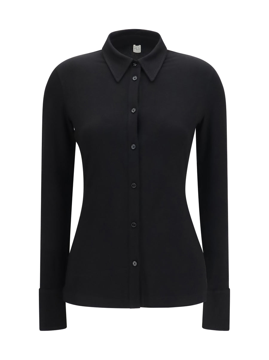 Viscose Shirt High Cuffs Black