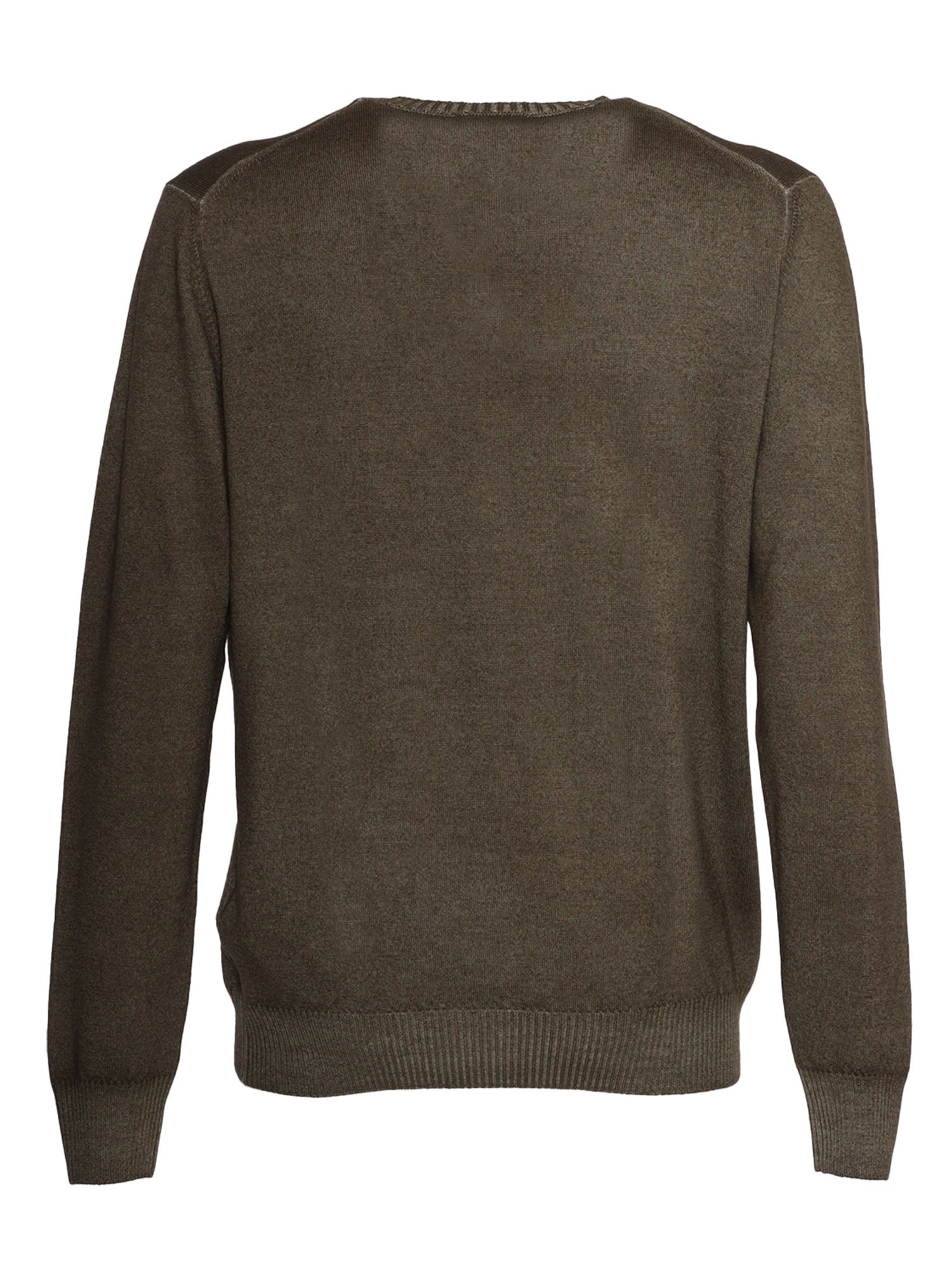Crew Neck Sweater Green Virgin Wool Crewneck