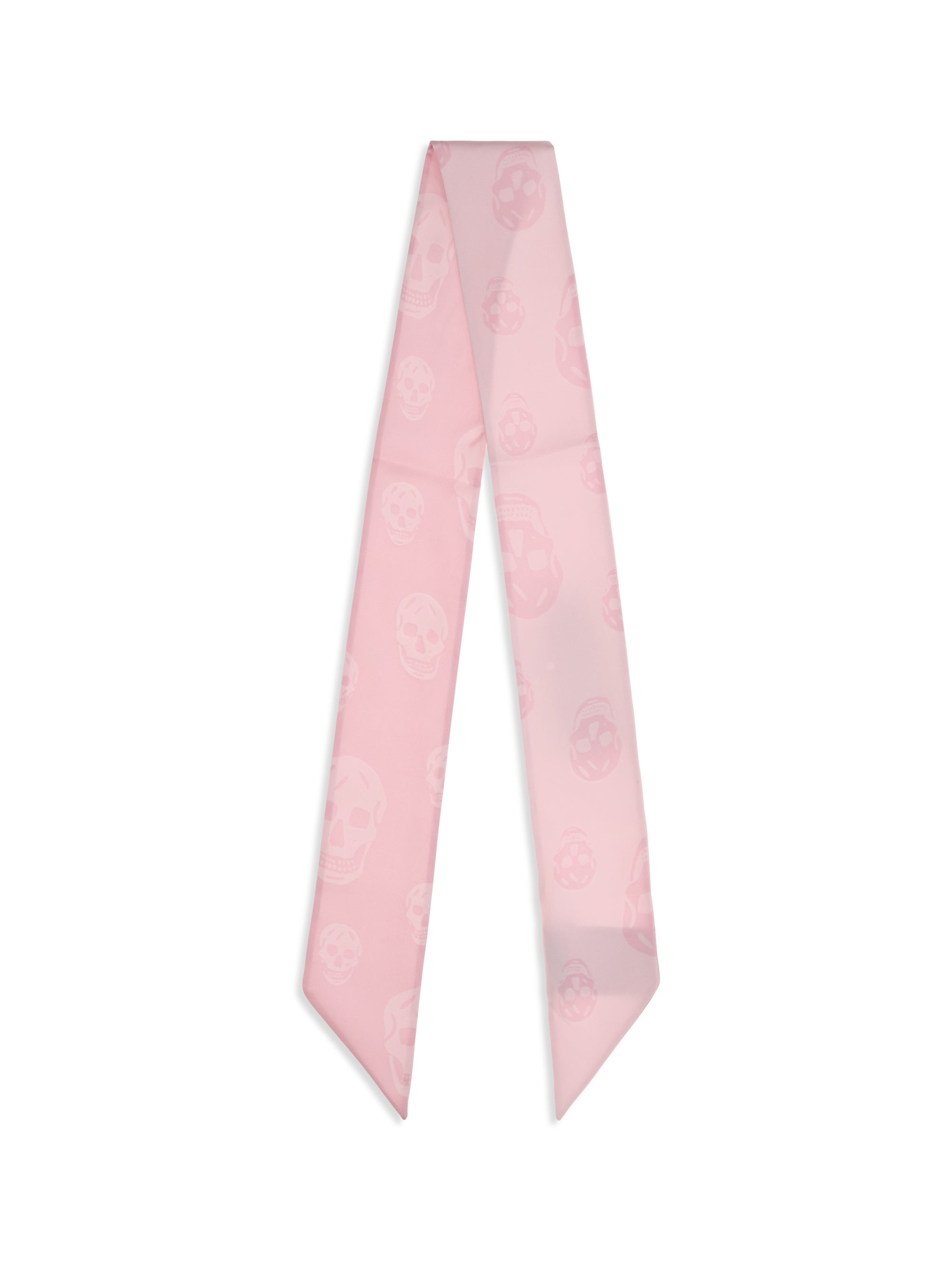 Alexander McQueen Skull-Embroidered Silk Scarf — Pink