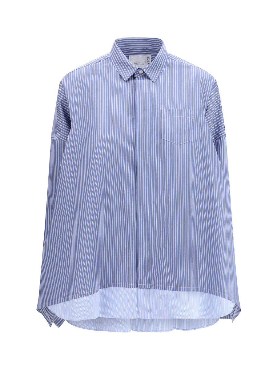 Shirt Poplin Blue Stripe Cotton