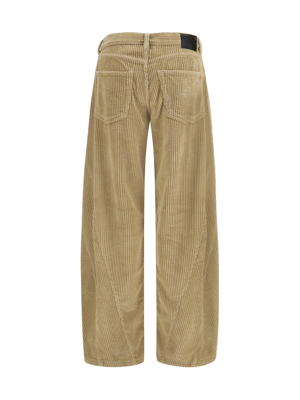 Barrel Janine Corduroy Jeans Light Khaki Cotton