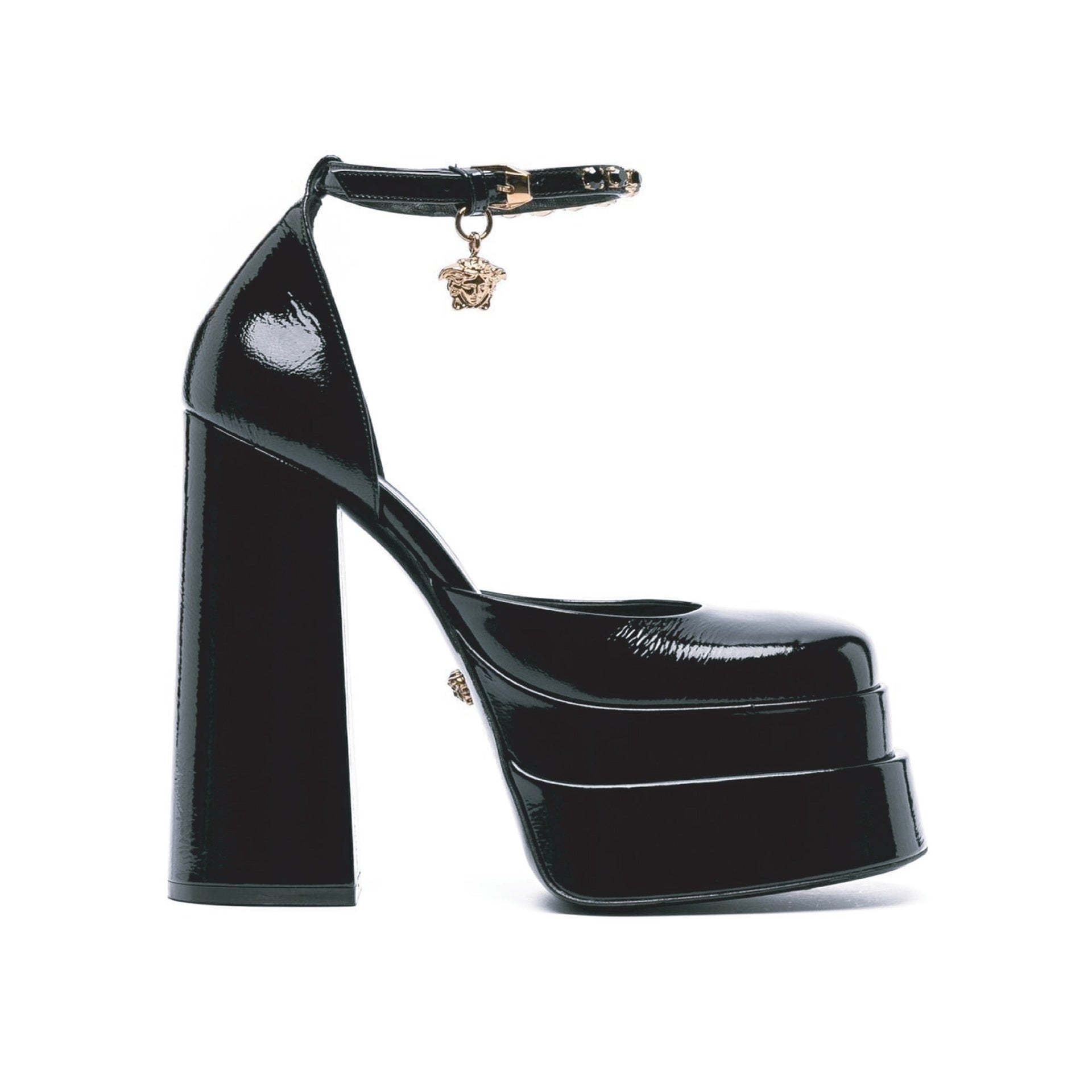 Leather Platform Sandals Black Calf