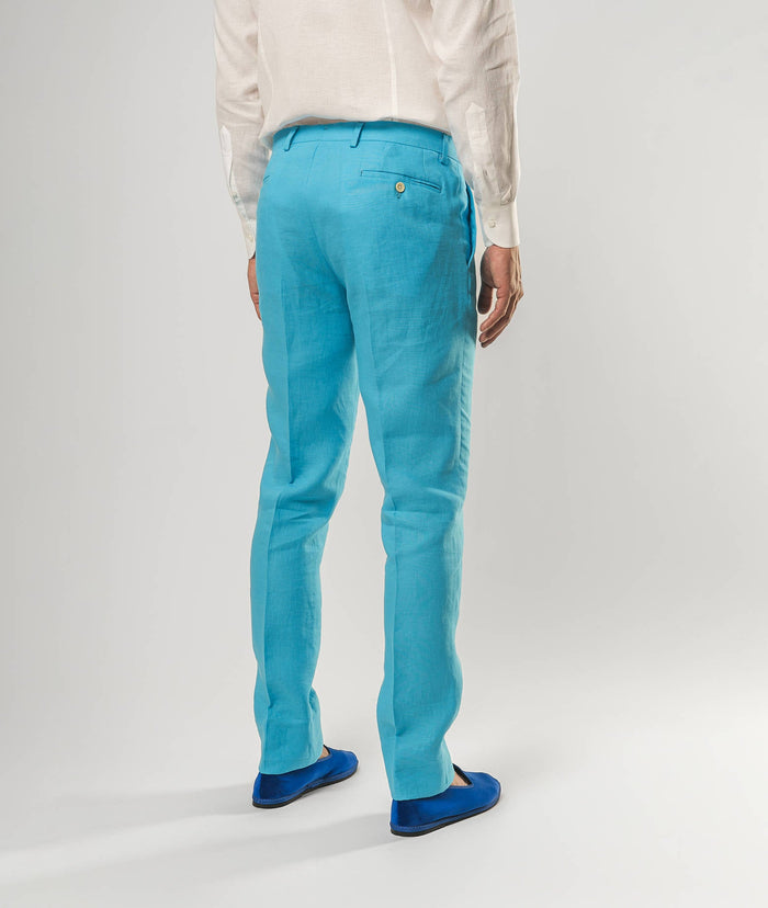 Linen Trousers Madeira Lightblue No Pinces