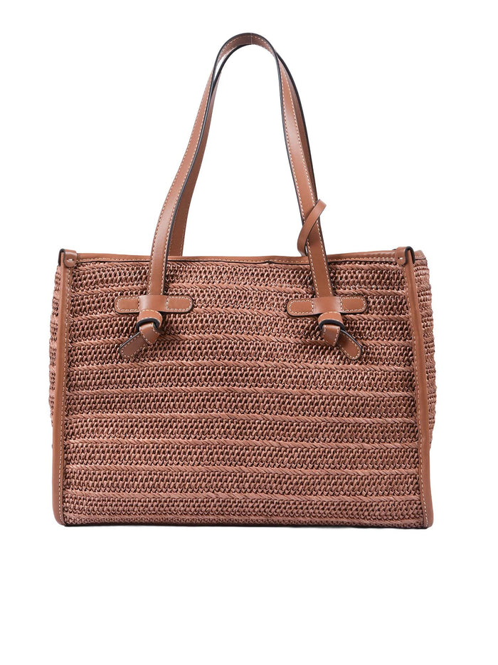 LEATHER AND FABRIC BAG Camel Shoulder