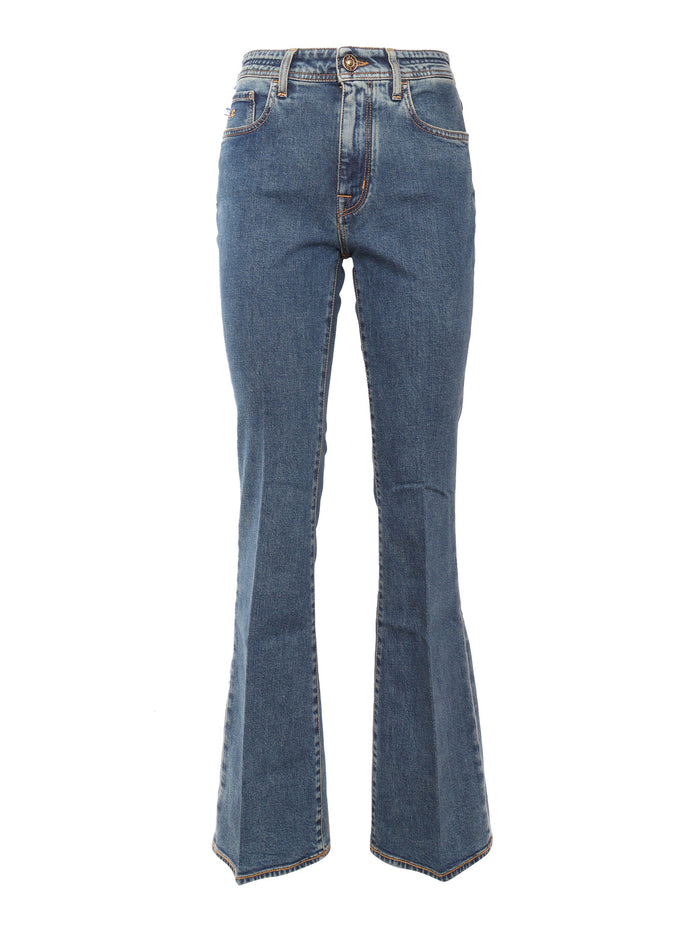 5 Pockets Denim Pants Blue Cotton Lyocell Elastane Jean