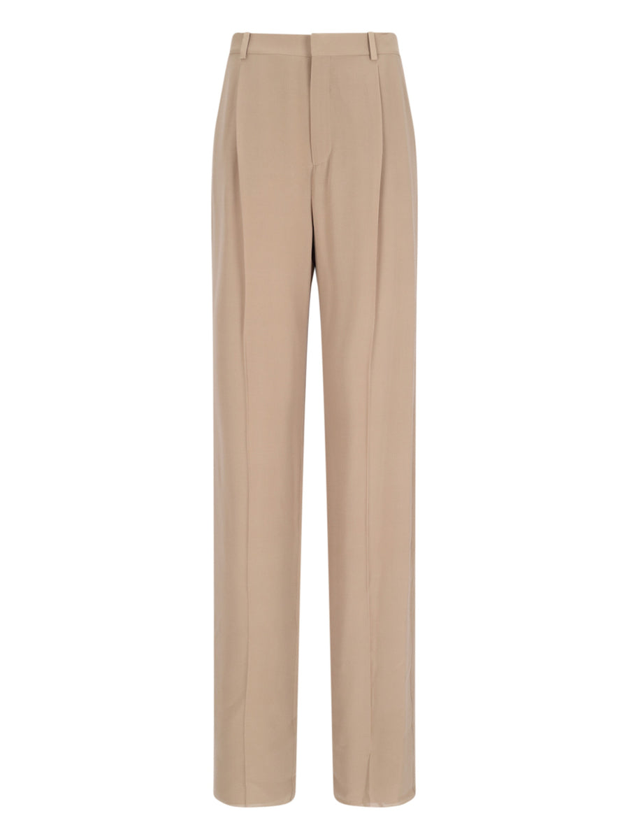 Saint Laurent 100% Silk trousers in beige