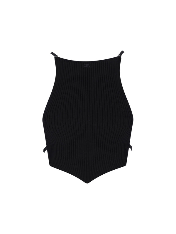CourrèGes 70% Viscose tank top in black