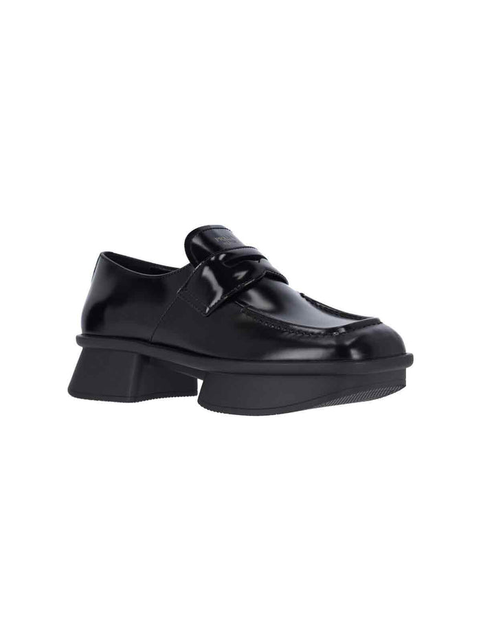 Prada Flat Shoes Black Calf Leather