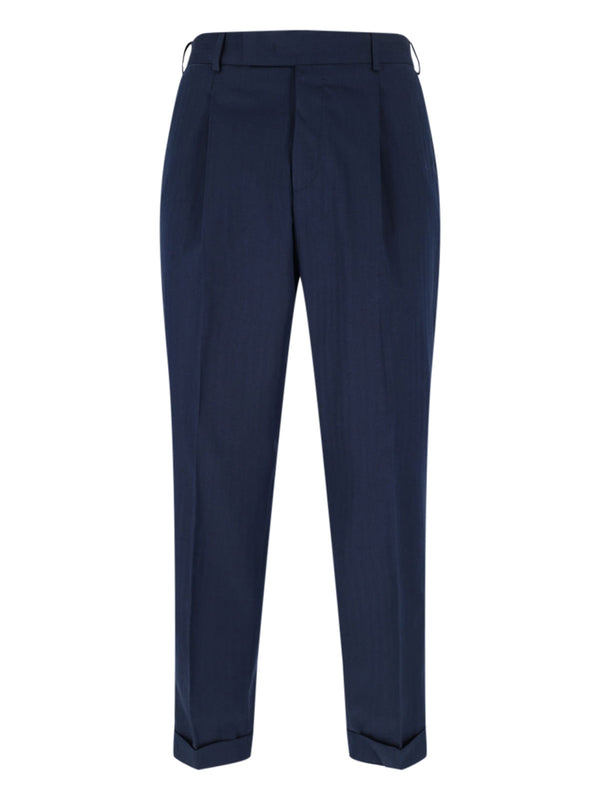 Pt Torino 93% Cotton trousers in navy