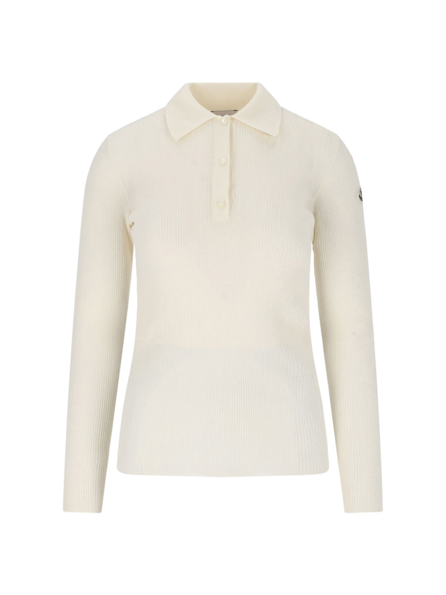 Moncler 82% Cotton polo top in white