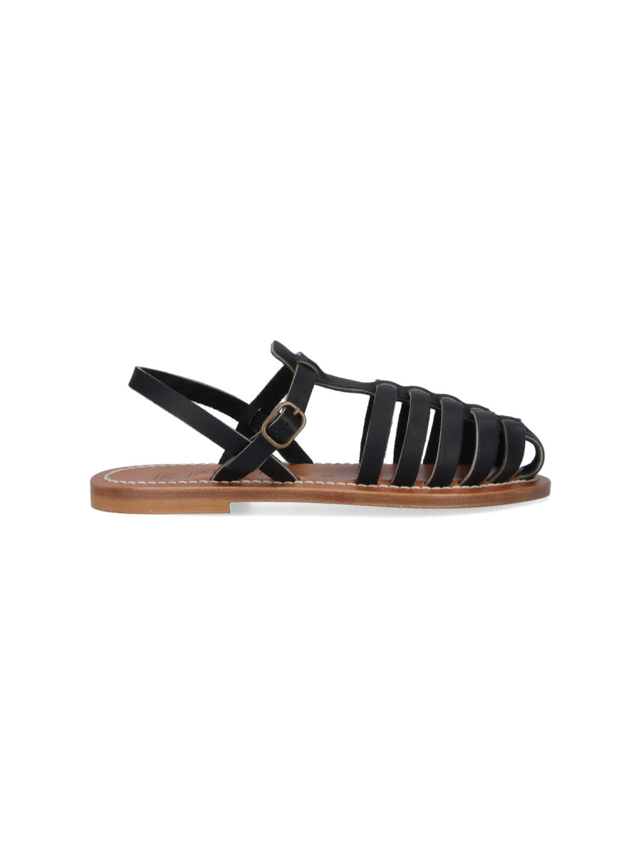 K Jacques St Tropez 100% leather sandal in black