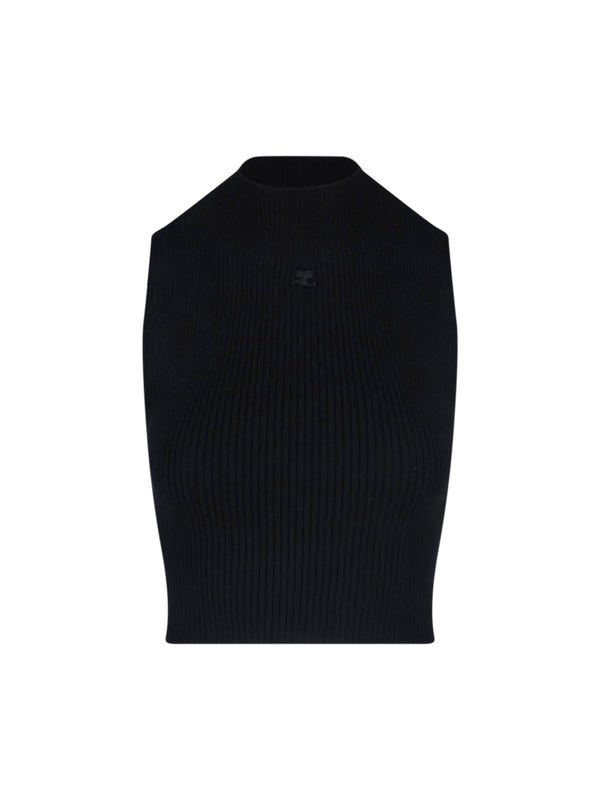 CourrèGes 80% Cotton tank top in black