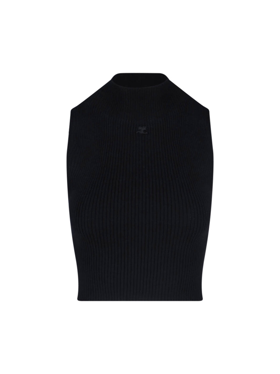 CourrèGes 80% Cotton tank top in black