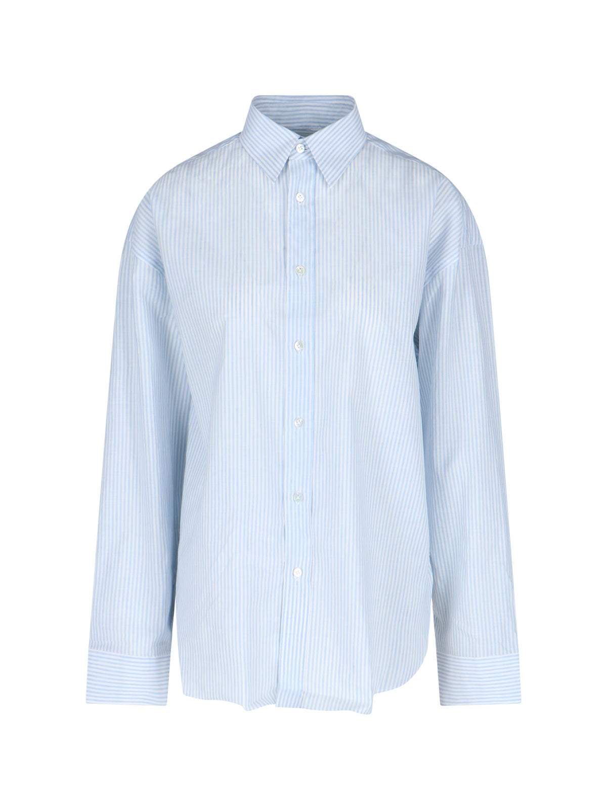 Finamore Shirts Blue Cotton Linen Silk