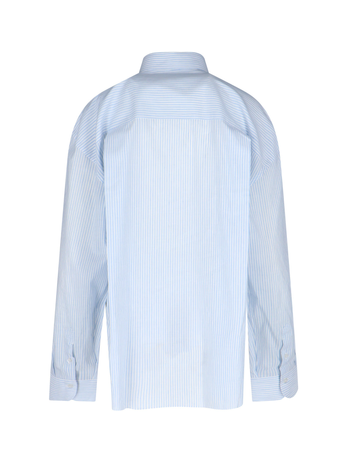 Finamore Shirts Blue Cotton Linen Silk