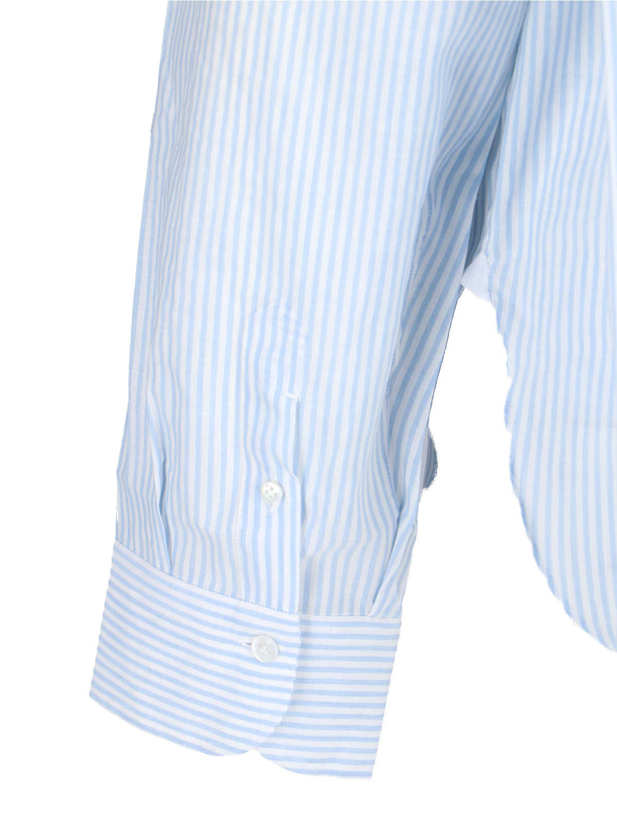 Finamore Shirts Blue Cotton Linen Silk