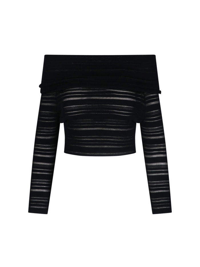 Andrea Adamo Top Black Viscose Polyamide Polyester
