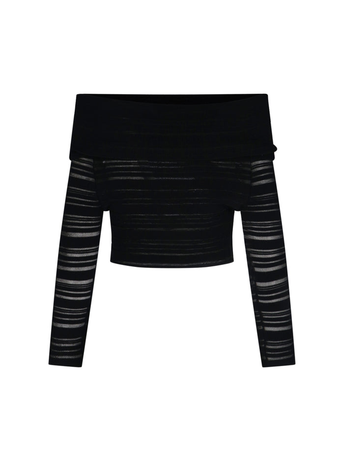 Andrea Adamo Top Black Viscose Polyamide Polyester