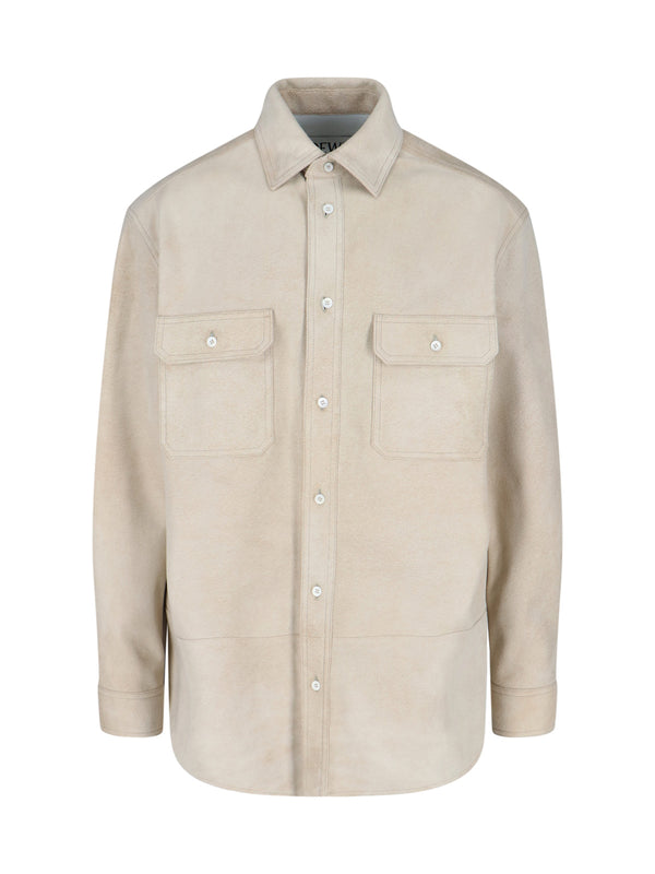 Loewe 100% lambskin overshirt in beige