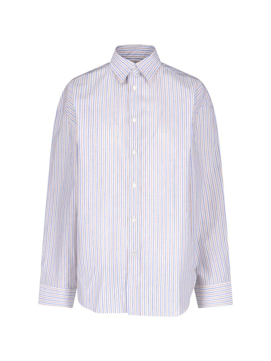 Finamore Orianapd 71% cotton 29% linen shirt in white