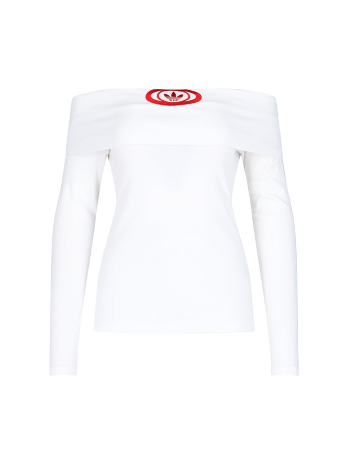 Adidas Top White Viscose Cotton Elastane